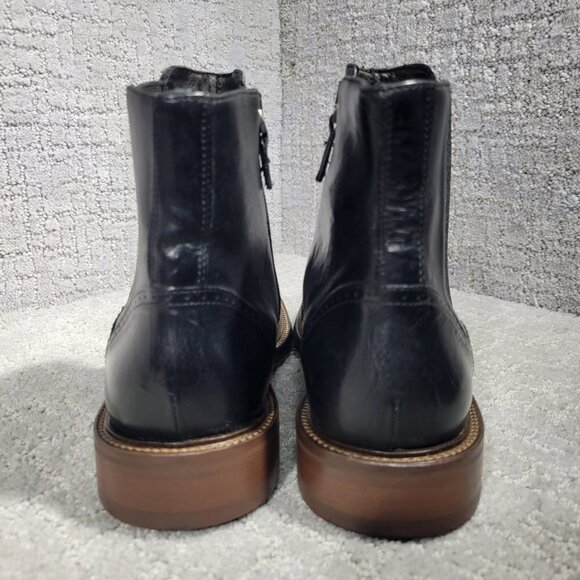 J&M EST. 1850 Bryson Men's Size 8M Black Leather Wingtip Zipper Ankle Boot Italy - Picture 3 of 11